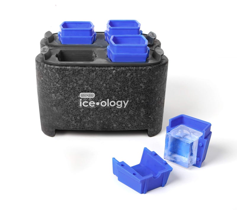 Dexas iceâ€¢ology Silicone Clear Ice Maker Tray for Crystal Clear Craft Cocktail Ice, 4 Count Square Cube Tray - Image 2